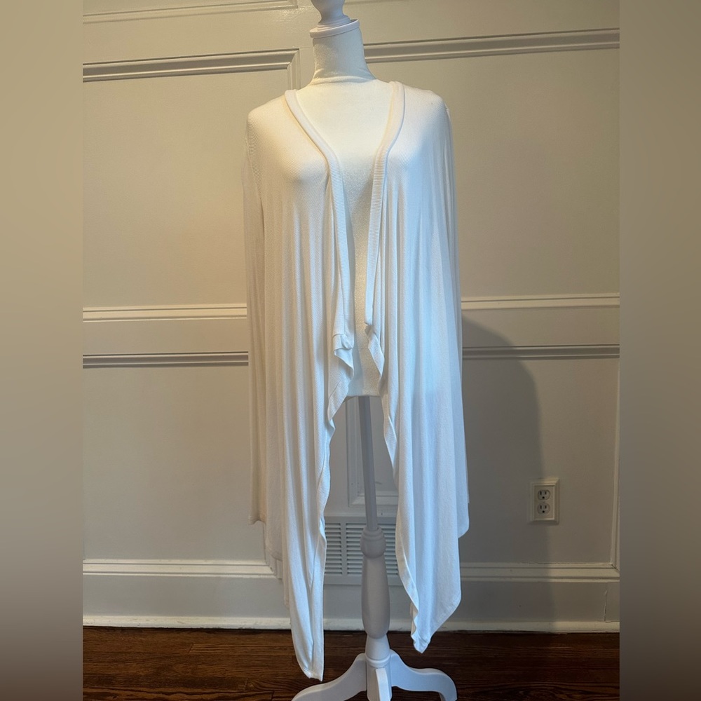 BCBGMaxAzria White Lightweight Open Sweater Cardigan | Size M